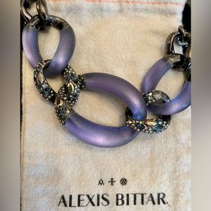 Alexis Bittar blue, crystal and gunmetal necklace